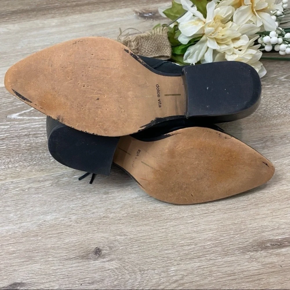 Dolce Vita “Sema” Black Nubuck Leather Side Fringe Booties